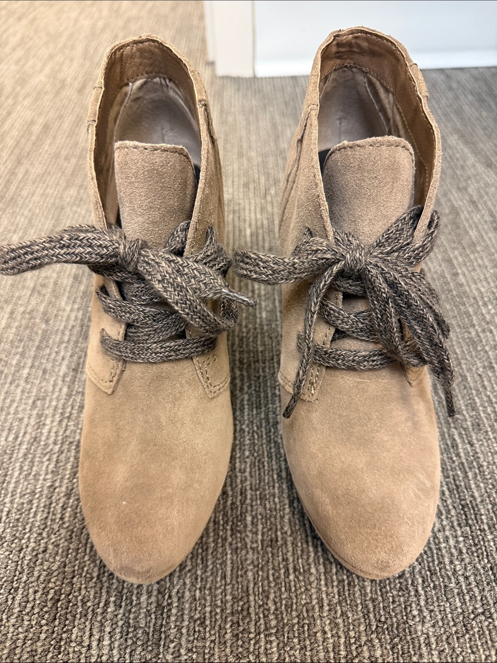 Dolce Vita Taupe Suede Lace-Up Ankle Booties - Size 7